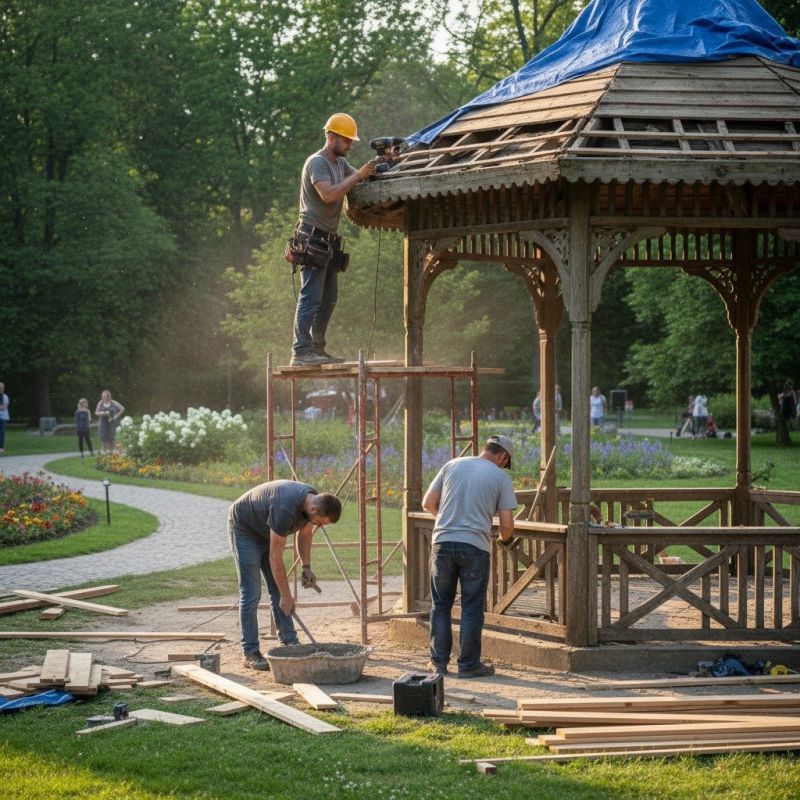 Local Octagonal Gazebo Installation pros at work